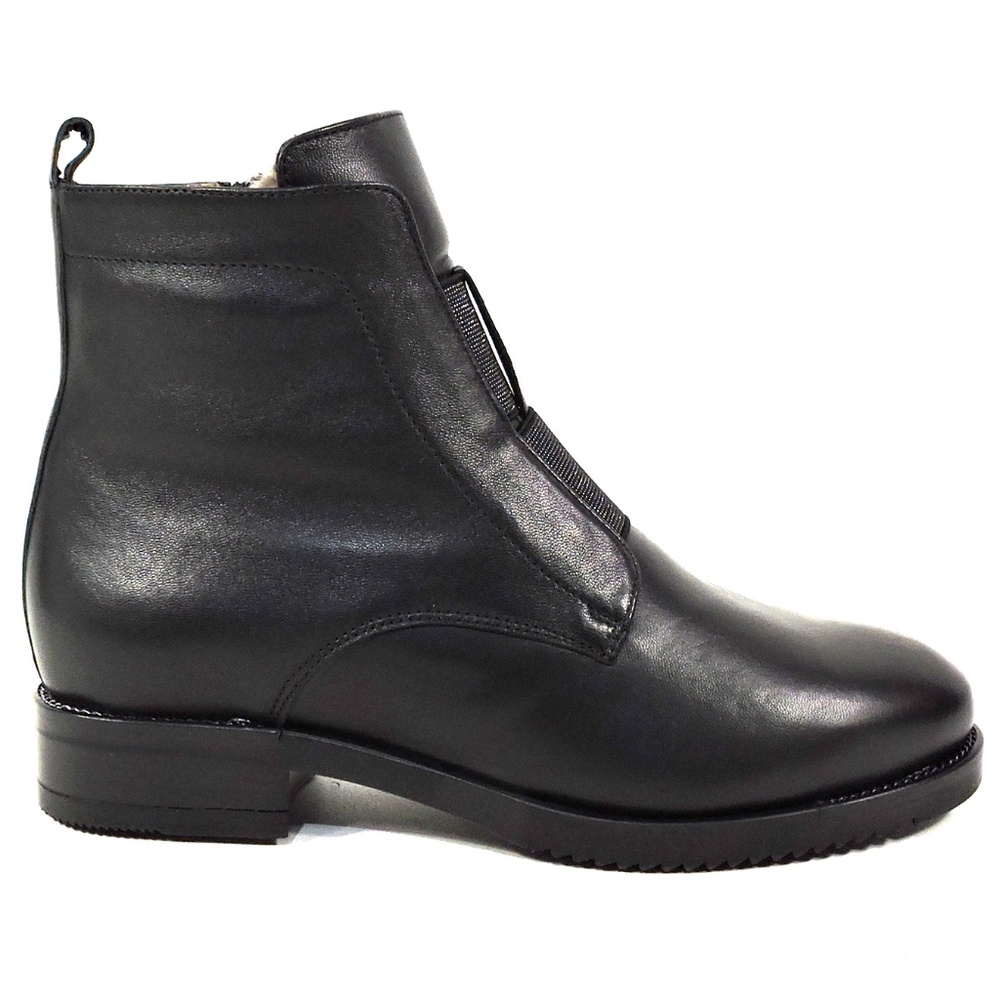 CHIARA COLINI 🇮🇹 WOMEN'S BLACK SOFT LEATHER COMFORT FUR WINTER BOOTIE - Picture 4 of 7